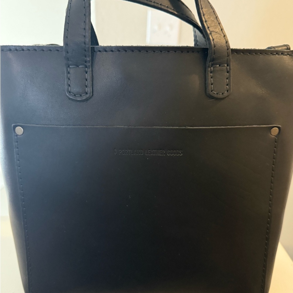 Portland Leather Goods Mini crossbody tote in Black